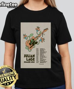 Official Julian Lage Tour EU UK Summer 2025 poster on a ladies tee, showcasing vibrant design and tour details.