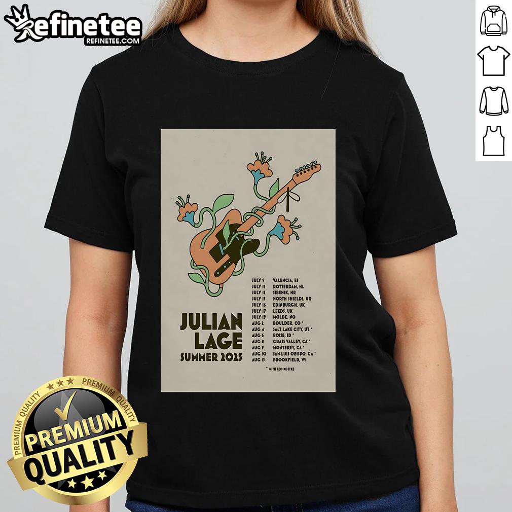 Official Julian Lage Tour Eu & Uk Summer 2025 Poster Ladies Tee Official Julian Lage Tour EU UK Summer 2025 poster on a ladies tee, showcasing vibrant design and tour details.