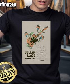 Official Julian Lage Tour EU & UK Summer 2025 Poster T-Shirt featuring vibrant graphics and tour details.