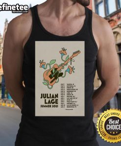 Official Julian Lage Tour EU UK Summer 2025 poster on a tank top, featuring vibrant graphics and tour details.
