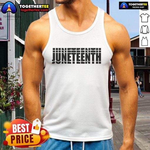Official Juneteenth Repeated Tank Top featuring vibrant colors and celebratory designs, perfect for Juneteenth festivities.