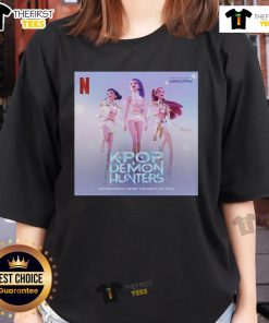 Official K-Pop Demon Hunters Ladies Tee featuring vibrant graphics and stylish design for fans of the genre.