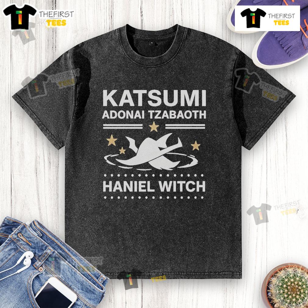 Official Katsumi Adonai Tzabaoth Haniel Witch Washed T Shirt Alt Text: Official Katsumi Adonai Tzabaoth Haniel Witch Washed T-Shirt featuring unique design and vibrant colors.