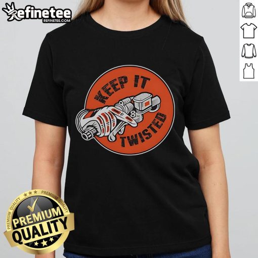 Official Keep It Twisted logo on a stylish ladies tee, perfect for fans of unique graphic apparel.