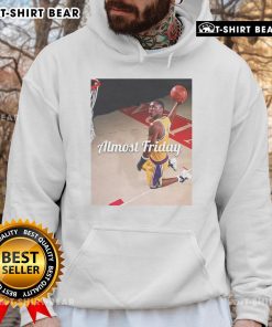 Official Kobe Draft Dunk hoodie featured in an Almost Friday photoshoot, showcasing stylish streetwear inspired by basketball.