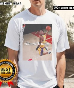 Official Kobe Draft Dunk Almost Friday Photoshoot T-Shirt featuring iconic basketball design and vibrant colors.