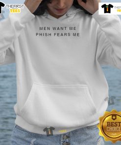 Official Larry David hoodie featuring 'Men Want Me, Phish Fears Me' design, perfect for fans of humor and pop culture.
