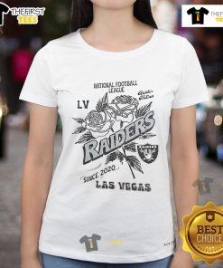 Alt Text: Official Las Vegas Raiders Ladies Tee, National Football League, established 2020, featuring team logo and stylish design.