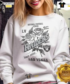 Alt Text: Official Las Vegas Raiders sweatshirt, National Football League, established 2020, featuring team logo and design.