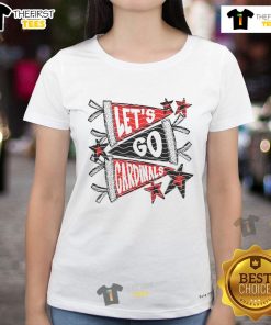 Official Let's Go Cardinal Ladies Tee in vibrant red, featuring the team's logo and stylish design perfect for fans.