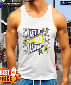 Official Let's Go Detroit Lions tank top featuring team colors and logo, perfect for fans showing their support.