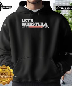 Official Let's Wrestle USA Hoodie featuring a bold logo and comfortable design, perfect for wrestling fans and athletes.