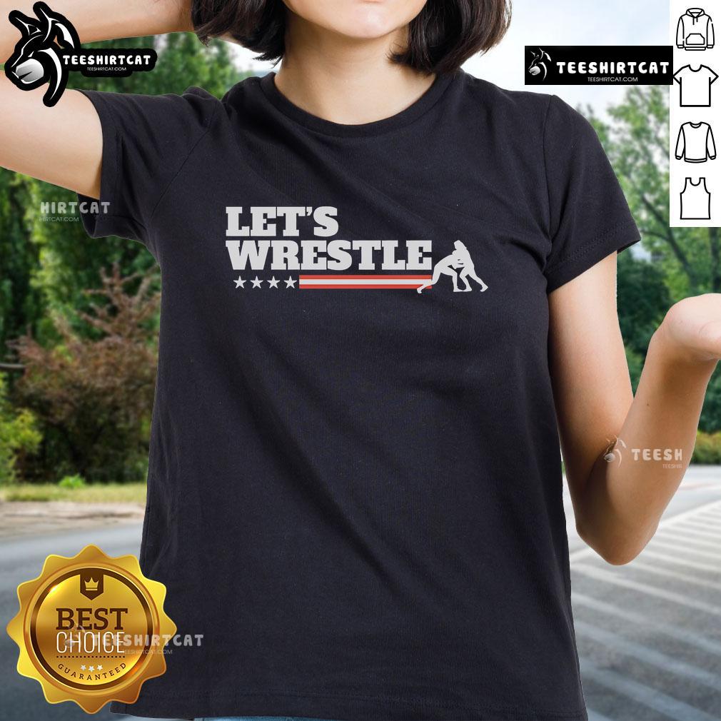 Official Let'S Wrestle Usa Ladies Tee Official Let's Wrestle USA ladies tee featuring a stylish design perfect for wrestling fans and casual wear.