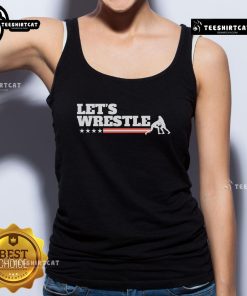 Official Let's Wrestle USA tank top featuring bold graphics and a comfortable fit, perfect for wrestling fans and athletes.