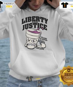 Official Liberty and Justice 'Welcome to Houston Now Leave' hoodie in black, featuring bold graphic design.