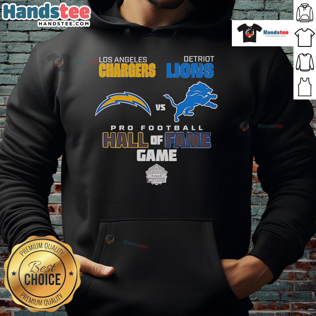 Official Los Angeles Chargers Vs Detroit Lions Hall Of Fame Game 2025 Hoodie Alt Text: Official Los Angeles Chargers vs Detroit Lions Hall of Fame Game 2025 hoodie featuring team logos and vibrant design.