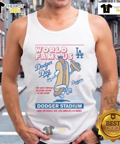 Official Los Angeles Dodgers Dodger Dog tank top featuring team colors and logo, perfect for game day attire.