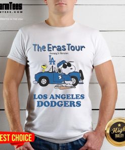 Official Los Angeles Dodgers The Eras Tour Snoopy T-Shirt featuring colorful graphics and a stylish design for fans.