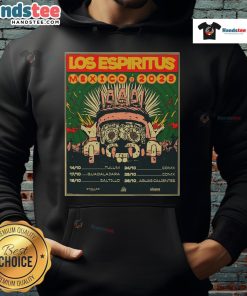 Official Los Espiritus Mexico Tour October 2025 hoodie featuring vibrant design and tour dates, perfect for fans.