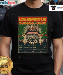 Alt Text: Official Los Espiritus Mexico Tour October 2025 Dates T-Shirt featuring vibrant design and tour details.
