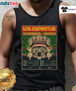 Official Los Espiritus Mexico Tour October 2025 Dates tank top featuring vibrant design and tour details.