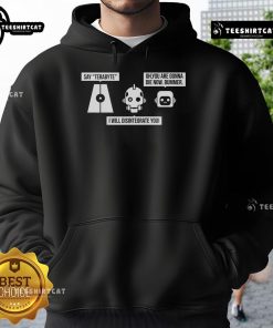 Official Love Dead Robot hoodie featuring Three Robots design, perfect for sci-fi fans and stylish casual wear.