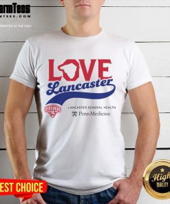 Official Love Lancaster Penn Medicine T-Shirt featuring a heart design, perfect for showcasing local pride and healthcare support.