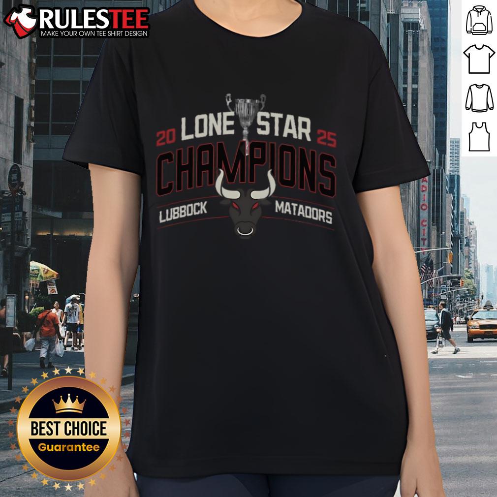 Official Lubbock Matadors 2025 Lone Star Champions Ladies Tee Official Lubbock Matadors 2025 Lone Star Champions ladies tee showcasing team pride and stylish design.
