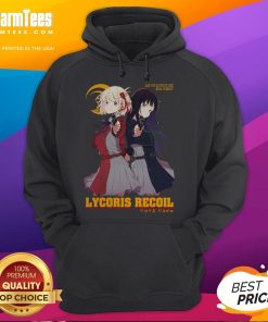 Alt Text: Official LycoReco Lycoris Recoil hoodie featuring vibrant design and stylish fit, perfect for fans of the anime series.