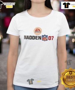 Official Madden NFL 07 logo on a stylish ladies tee, perfect for fans of the iconic football video game.
