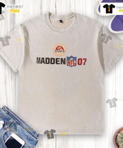 Official Madden NFL 07 logo on a washed t-shirt, showcasing vintage style for football fans and gamers.