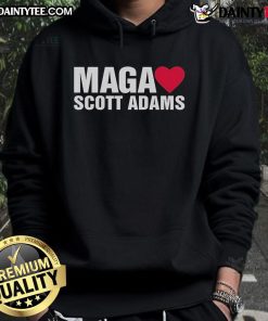 Official Maga Love Scott Adams Hoodie featuring vibrant graphics and bold colors, perfect for supporters of Scott Adams.
