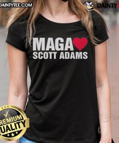 Stylish Official Maga Love Scott Adams Ladies Tee in vibrant colors, perfect for fans of Scott Adams and political apparel.