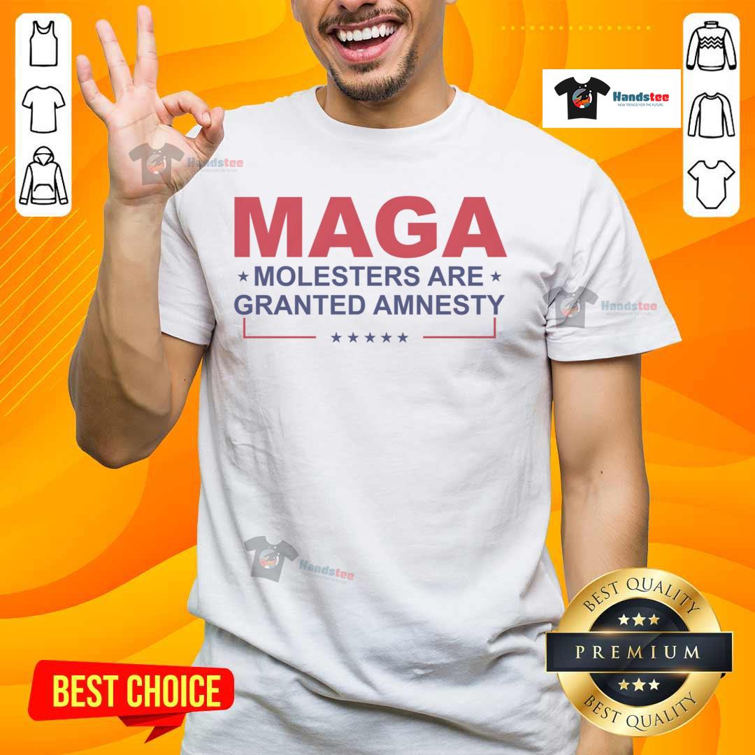 Official Maga Molesters Are Granted Amnesty T Shirt Official Maga Molesters Are Granted Amnesty T-Shirt featuring bold graphic design and striking colors for political statement wear.