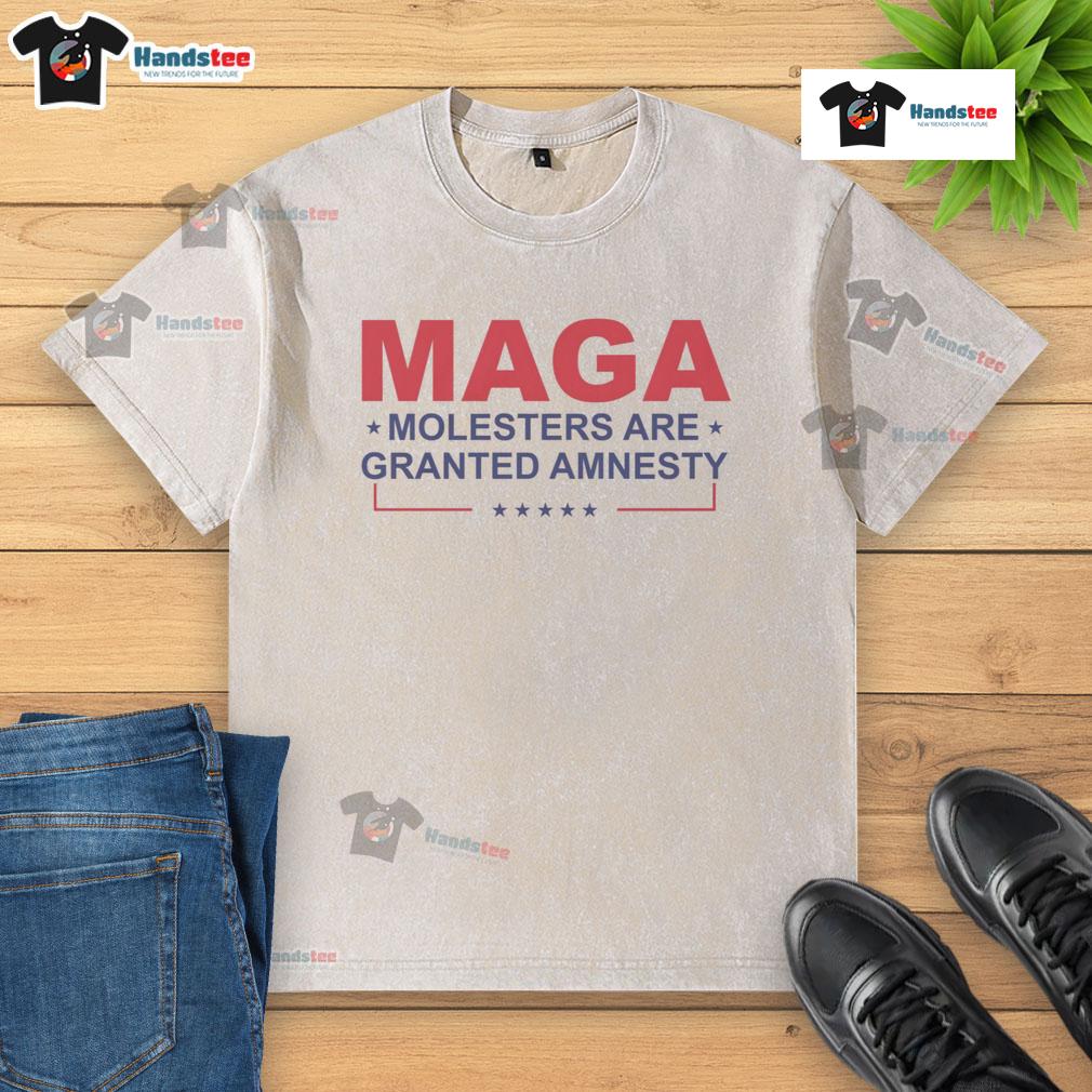 Official Maga Molesters Are Granted Amnesty Washed T Shirt Official MAGA Molesters Are Granted Amnesty washed t-shirt featuring bold text and a distressed design for political statement.