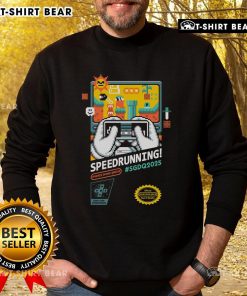 Official Mario SGDQ Speedrunning 2025 retro gamer sweatshirt featuring vibrant graphics and cozy design for gamers.