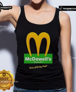 Alt Text: Official McDowells Restaurant logo tank top featuring 'Home of the Big Mick' design, perfect for casual wear.