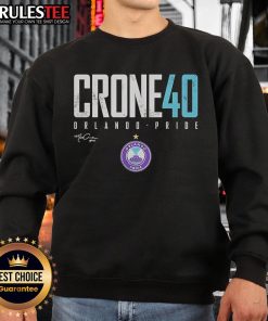 Official McKinley Crone 40 Orlando Pride Elite Signature Sweatshirt, showcasing vibrant colors and stylish design for fans.