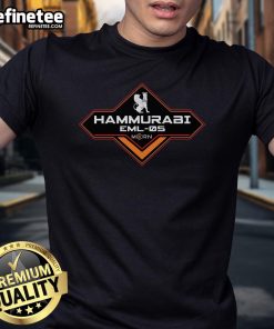 Alt Text: Classic Hammurabi EML-05 T-Shirt featuring official MCRN design, perfect for fans of sci-fi and space exploration.