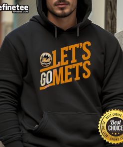 Alt Text: Official Mets logo on a Let's Go Mets hoodie, perfect for fans supporting the New York Mets.