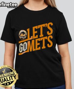 Official Mets logo on a stylish 'Let's Go Mets' ladies tee, perfect for passionate New York Mets fans.