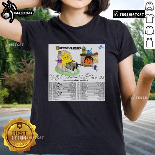 Official Mexican Slum Rats North American Fall Tour 2025 poster for ladies' tee featuring vibrant band artwork.
