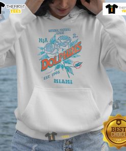 Official Miami Dolphins hoodie featuring the NFL logo, established 1966, perfect for fans of the National Football League.