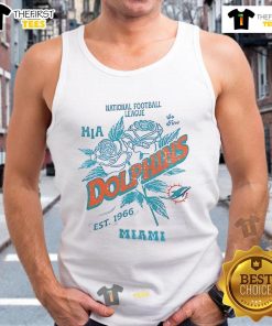 Official Miami Dolphins Rose Tank Top, National Football League Est. 1966, stylish fan apparel for game day.