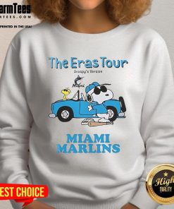 Official Miami Marlins The Eras Tour Snoopy sweatshirt featuring vibrant graphics and team colors.