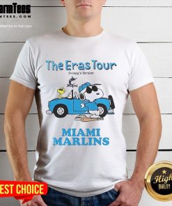 Alt Text: Official Miami Marlins The Eras Tour Snoopy T-Shirt featuring vibrant graphics and a comfortable fit for fans.