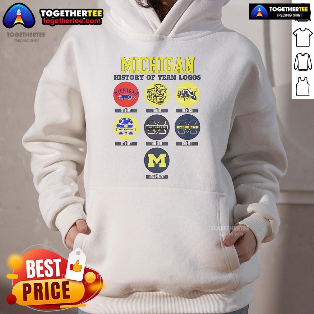Official Michigan History Of Team Logos Hoodie Official Michigan History of Team Logos Hoodie showcasing iconic designs and vibrant colors, perfect for fans.
