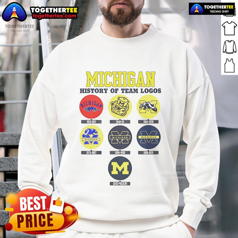 Official Michigan History Of Team Logos Sweatshirt Official Michigan History of Team Logos Sweatshirt featuring iconic team logos and a stylish design for fans.