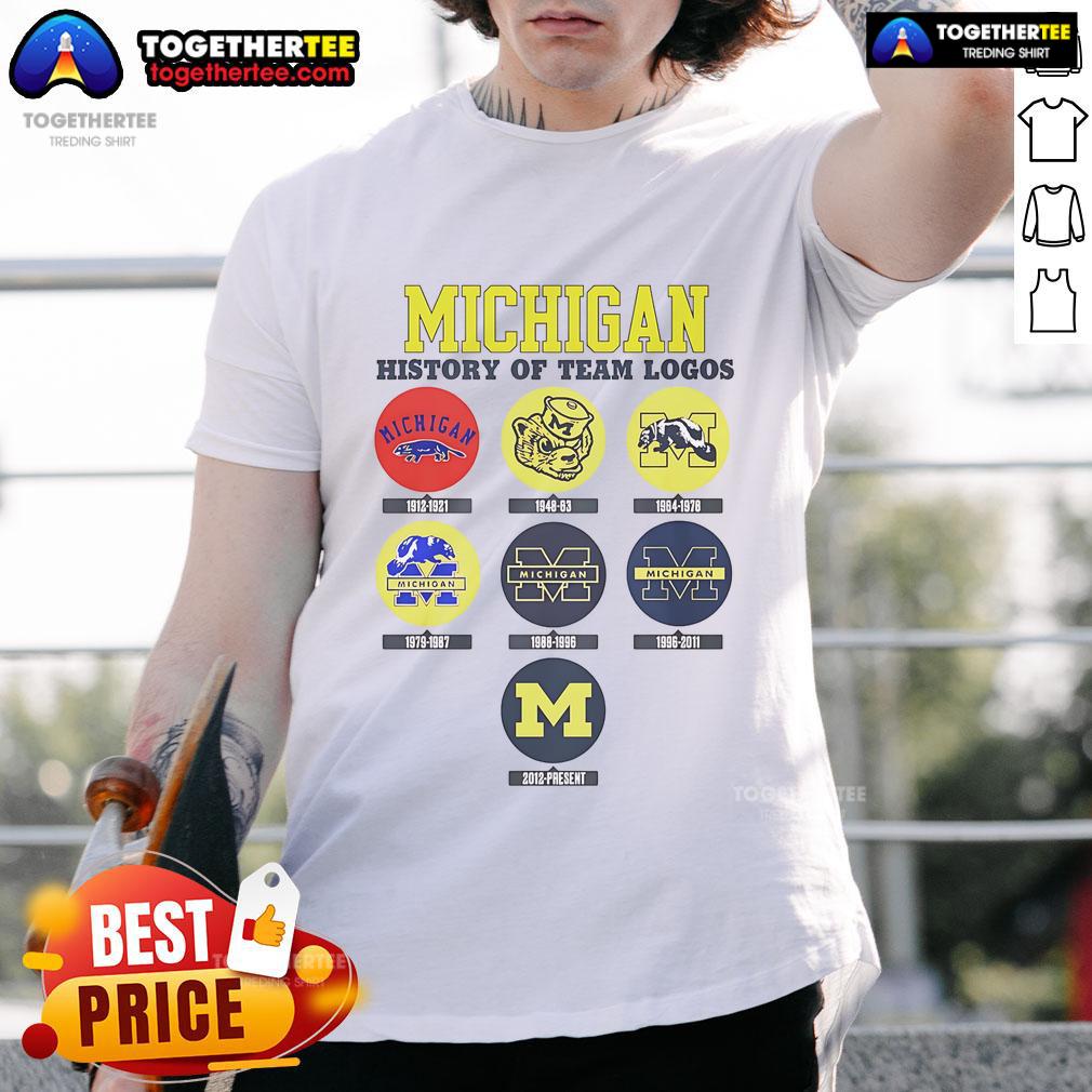 Official Michigan History Of Team Logos T Shirt Official Michigan History Of Team Logos T-Shirt featuring iconic Michigan sports team logos in vibrant colors.