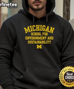 Alt Text: Official Michigan Wolverines School for Environment and Sustainability hoodie featuring logo and vibrant blue color.